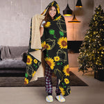 Sunflower Polygonal Pattern Print Hooded Blanket