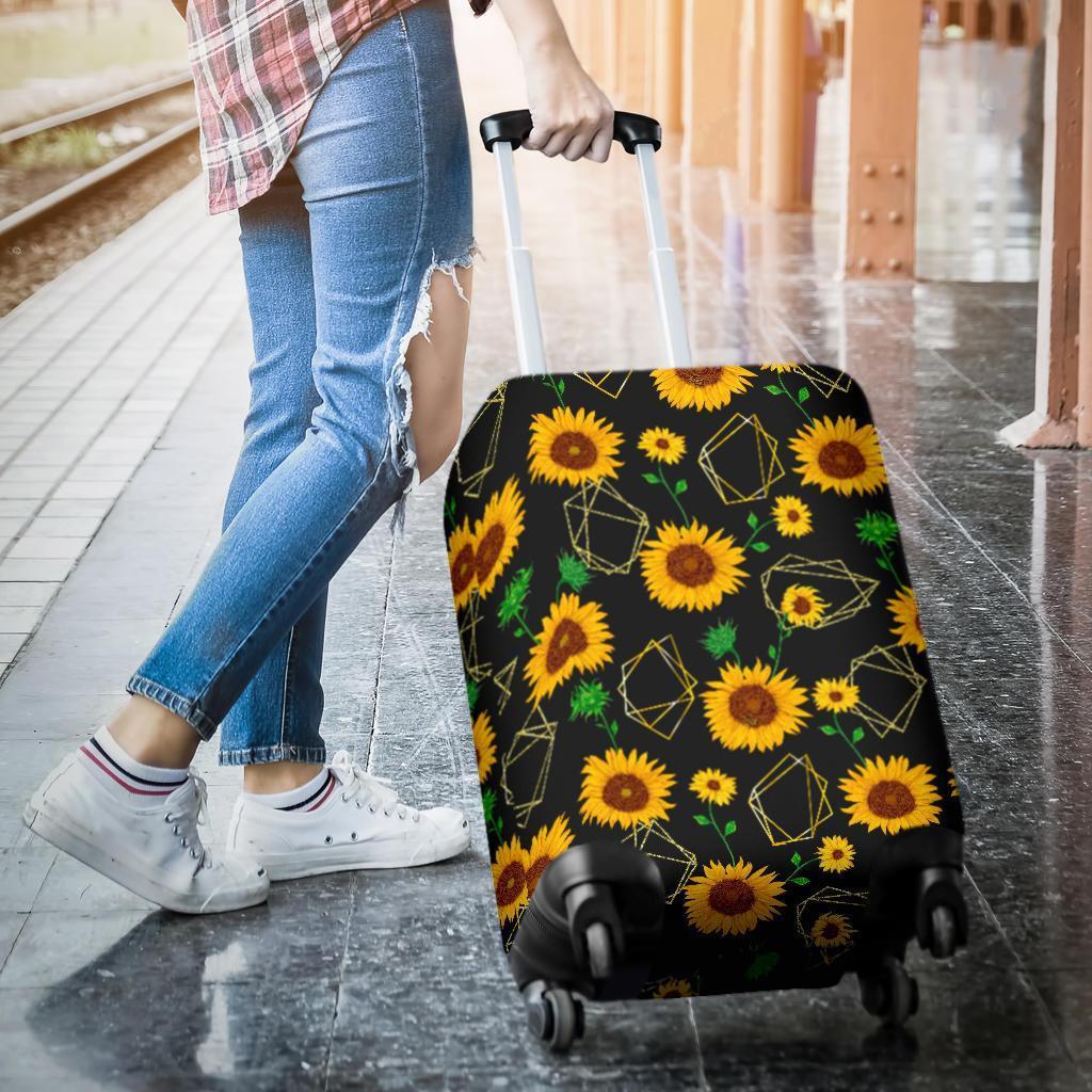 Sunflower Polygonal Pattern Print Luggage Cover GearFrost