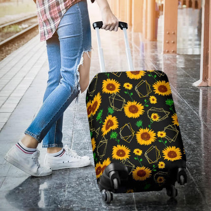 Sunflower Polygonal Pattern Print Luggage Cover GearFrost