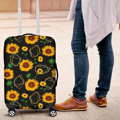 Sunflower Polygonal Pattern Print Luggage Cover GearFrost