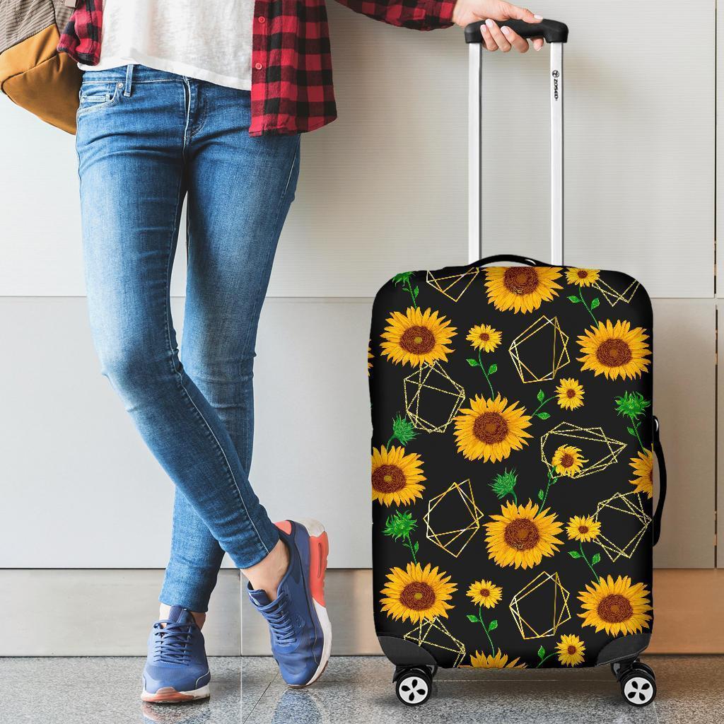 Sunflower Polygonal Pattern Print Luggage Cover GearFrost