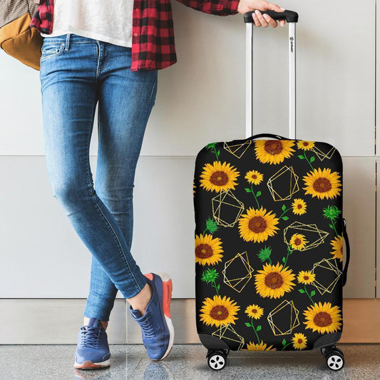 Sunflower Polygonal Pattern Print Luggage Cover GearFrost