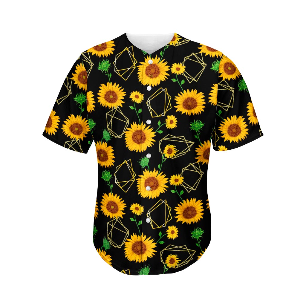 Sunflower Polygonal Pattern Print Men's Baseball Jersey