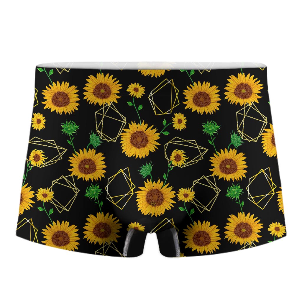 Sunflower Polygonal Pattern Print Men's Boxer Briefs