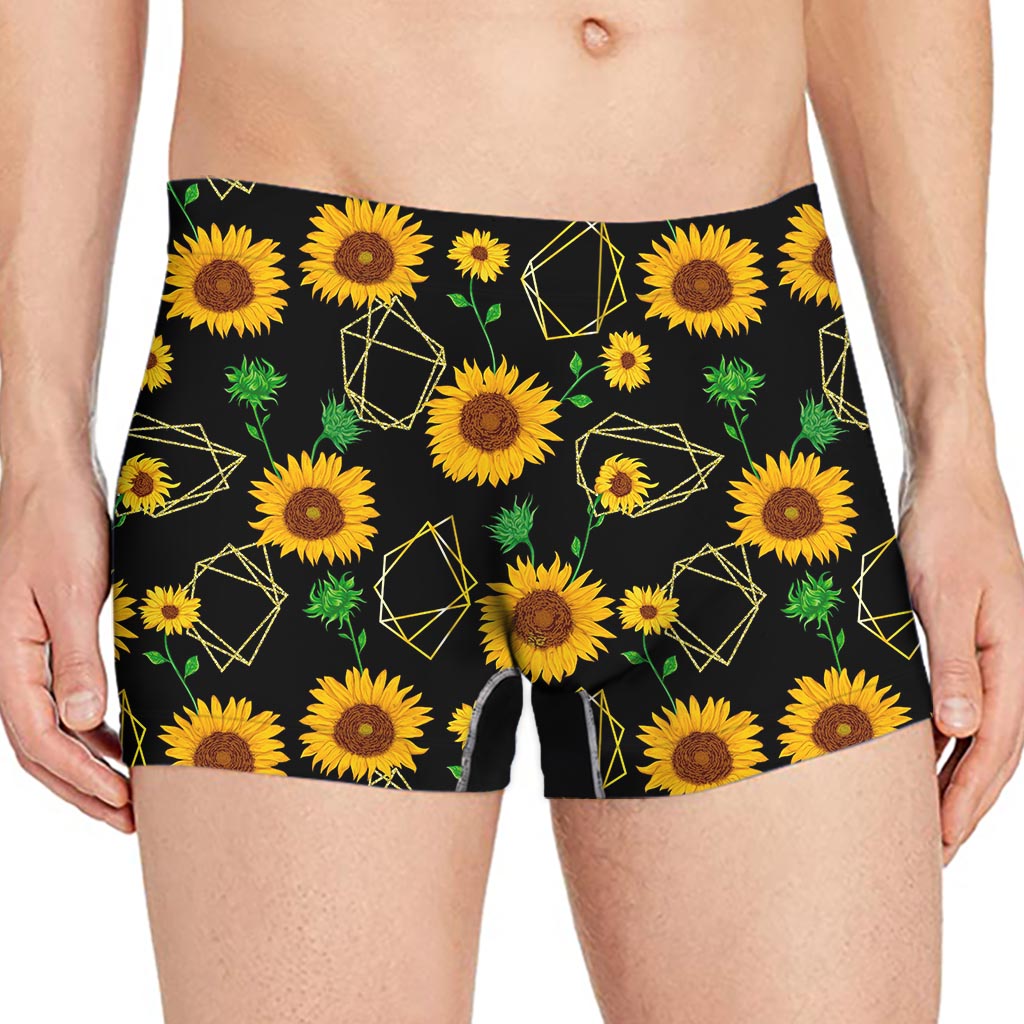Sunflower Polygonal Pattern Print Men's Boxer Briefs