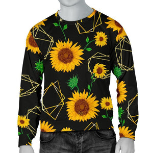 Sunflower Polygonal Pattern Print Men's Crewneck Sweatshirt GearFrost