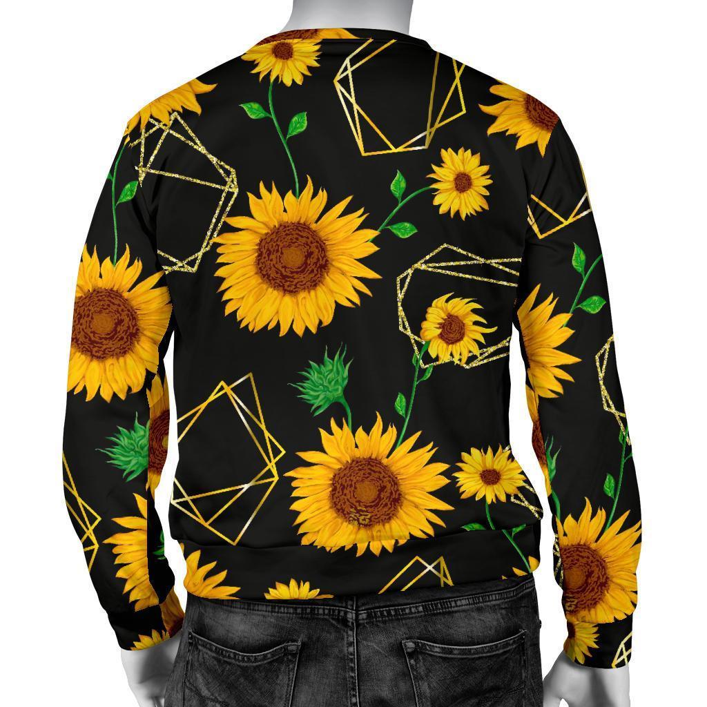 Sunflower Polygonal Pattern Print Men's Crewneck Sweatshirt GearFrost
