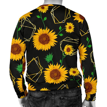 Sunflower Polygonal Pattern Print Men's Crewneck Sweatshirt GearFrost