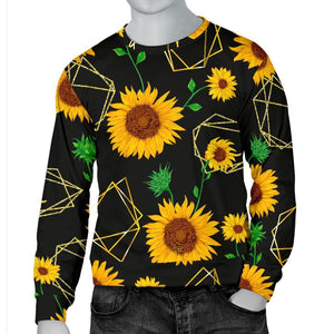 Sunflower Polygonal Pattern Print Men's Crewneck Sweatshirt GearFrost