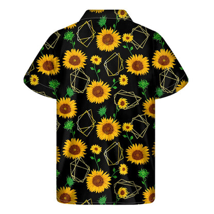 Sunflower Polygonal Pattern Print Men's Short Sleeve Shirt