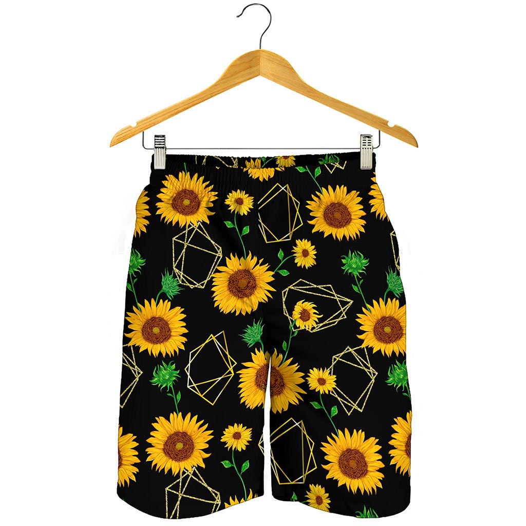 Sunflower Polygonal Pattern Print Men's Shorts