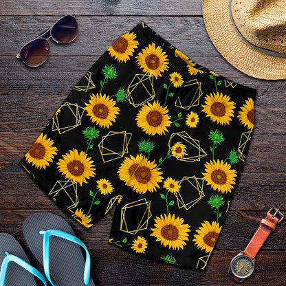 Sunflower Polygonal Pattern Print Men's Shorts