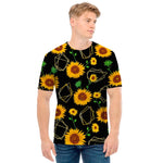 Sunflower Polygonal Pattern Print Men's T-Shirt