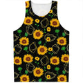 Sunflower Polygonal Pattern Print Men's Tank Top