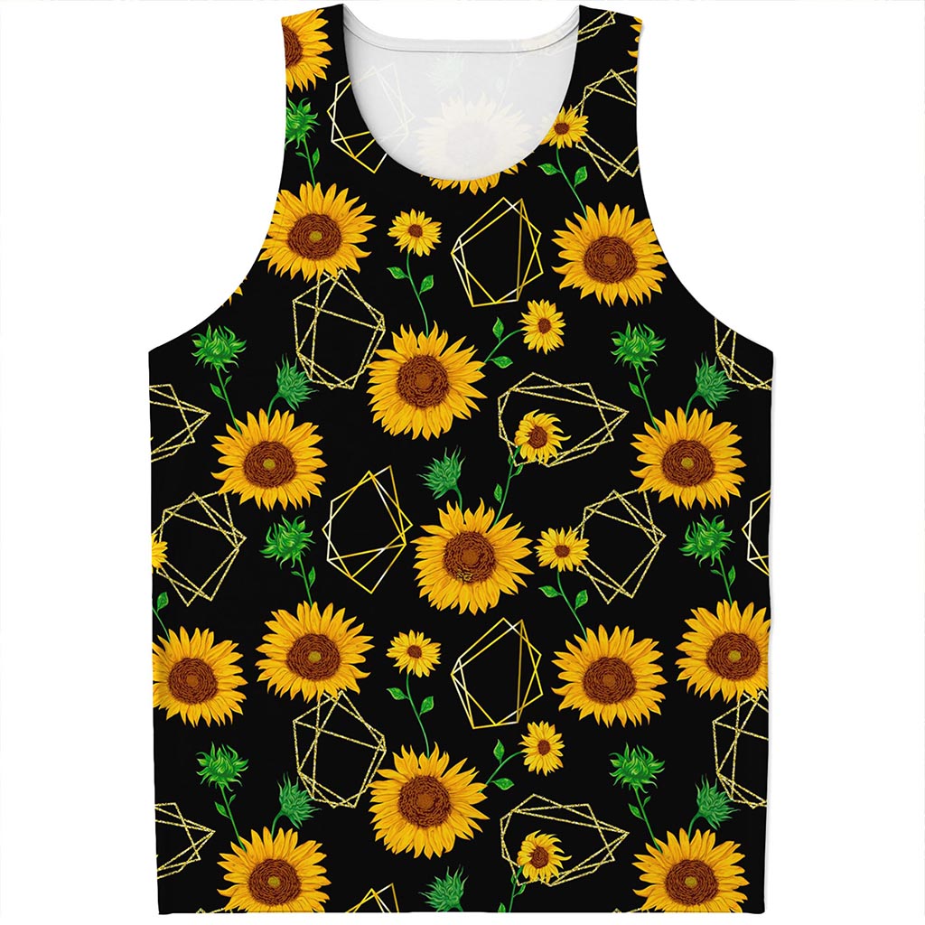 Sunflower Polygonal Pattern Print Men's Tank Top