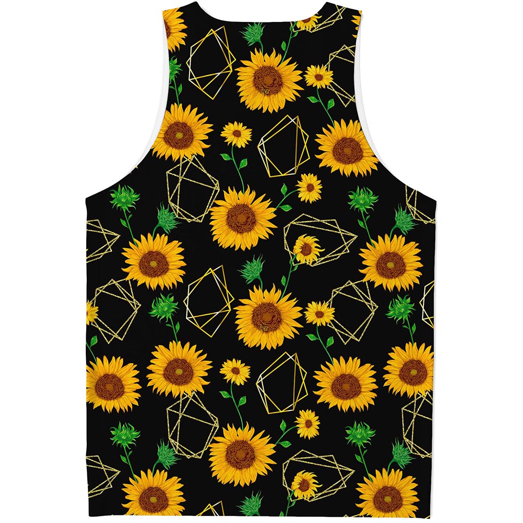 Sunflower Polygonal Pattern Print Men's Tank Top