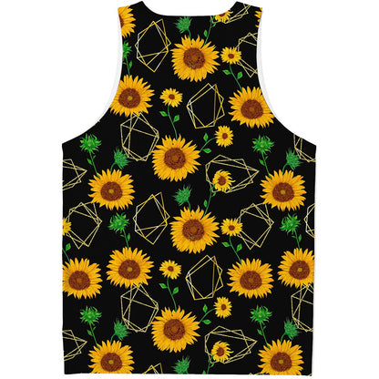 Sunflower Polygonal Pattern Print Men's Tank Top
