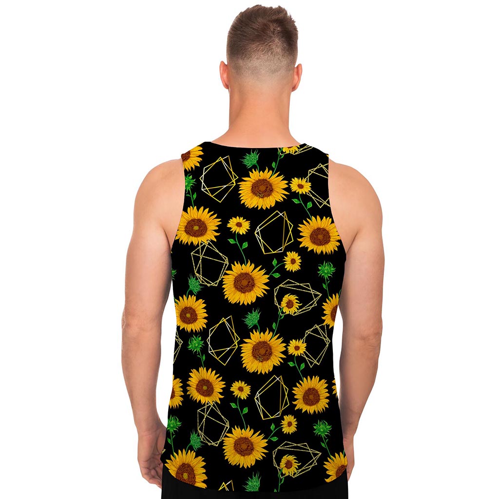 Sunflower Polygonal Pattern Print Men's Tank Top