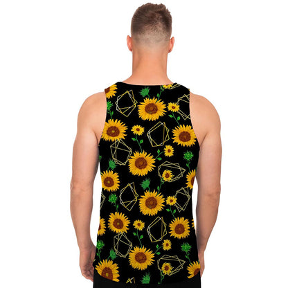 Sunflower Polygonal Pattern Print Men's Tank Top