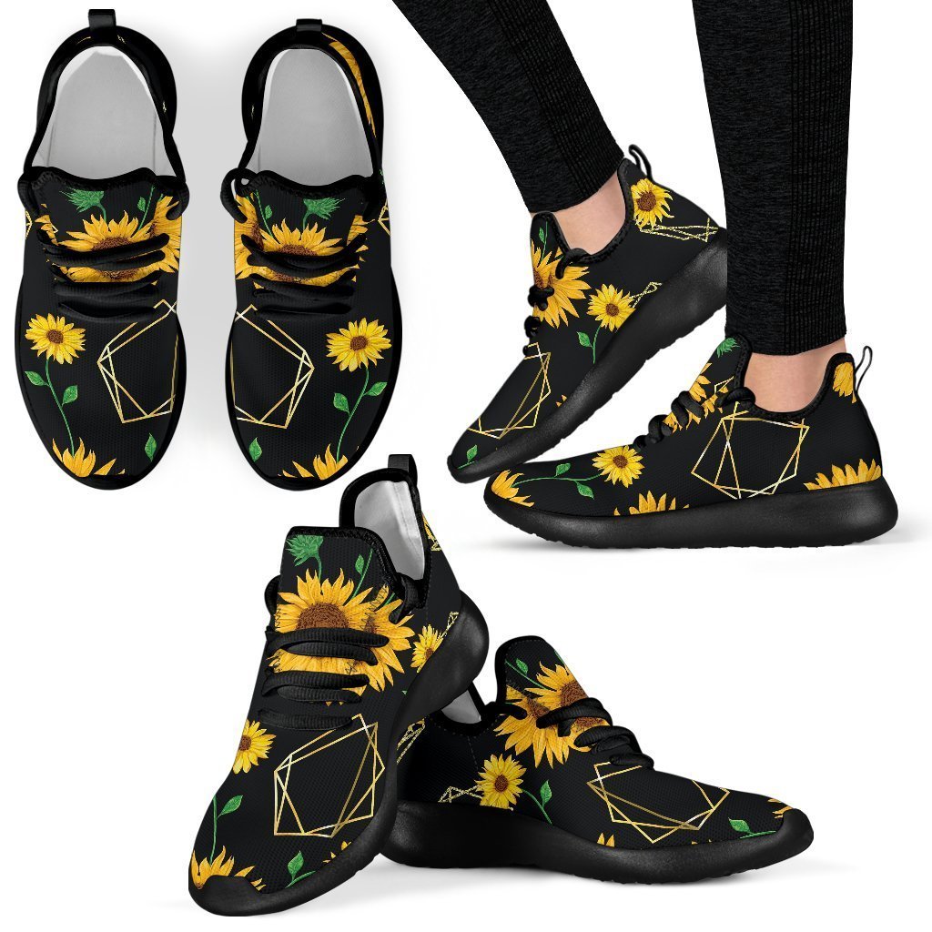 Sunflower Polygonal Pattern Print Mesh Knit Shoes GearFrost