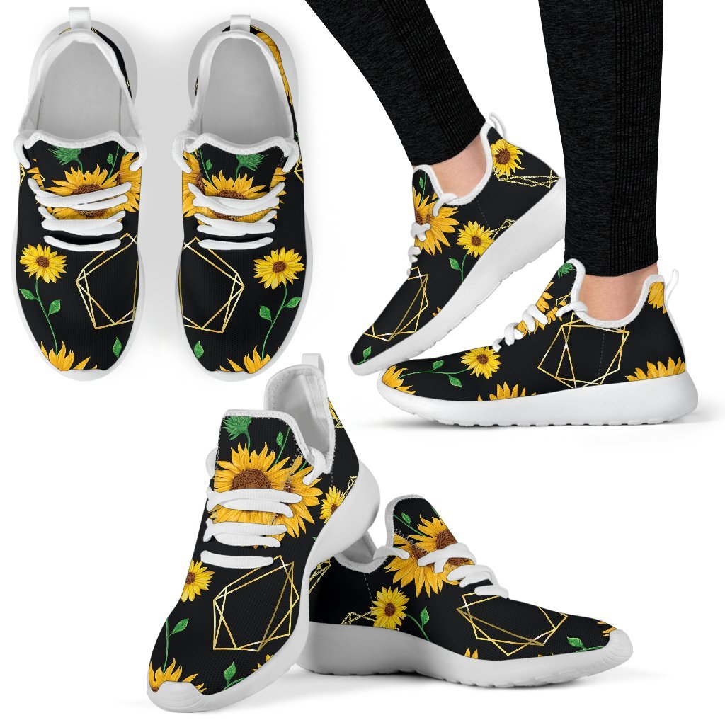 Sunflower Polygonal Pattern Print Mesh Knit Shoes GearFrost