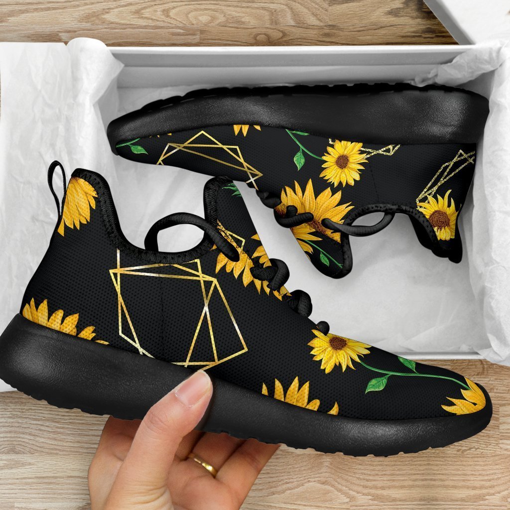 Sunflower Polygonal Pattern Print Mesh Knit Shoes GearFrost