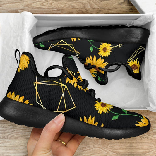 Sunflower Polygonal Pattern Print Mesh Knit Shoes GearFrost