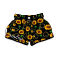 Sunflower Polygonal Pattern Print Muay Thai Boxing Shorts