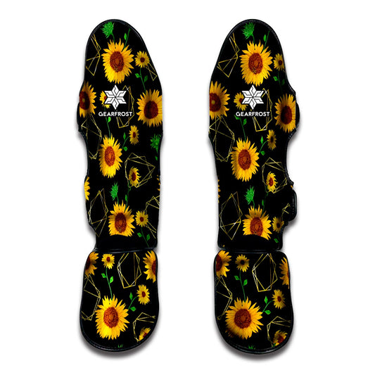 Sunflower Polygonal Pattern Print Muay Thai Shin Guard