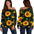 Sunflower Polygonal Pattern Print Off The Shoulder Sweatshirt