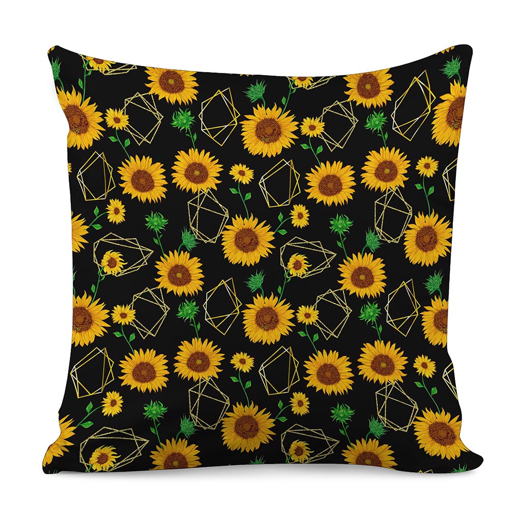 Sunflower Polygonal Pattern Print Pillow Cover