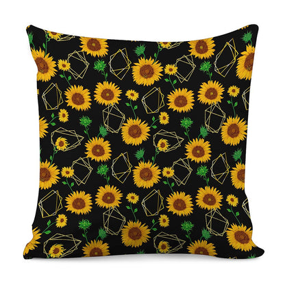 Sunflower Polygonal Pattern Print Pillow Cover