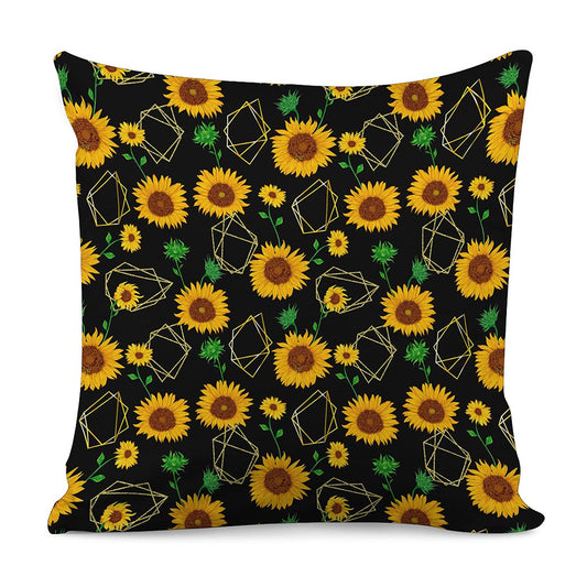 Sunflower Polygonal Pattern Print Pillow Cover