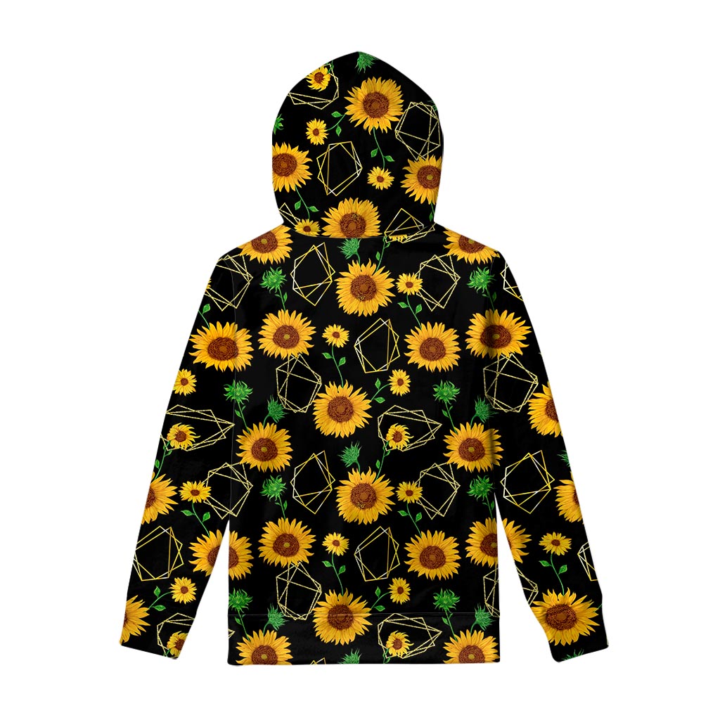 Sunflower Polygonal Pattern Print Pullover Hoodie