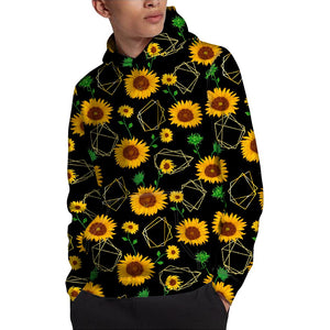 Sunflower Polygonal Pattern Print Pullover Hoodie