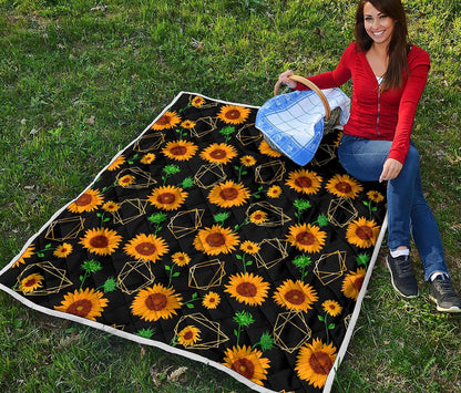 Sunflower Polygonal Pattern Print Quilt