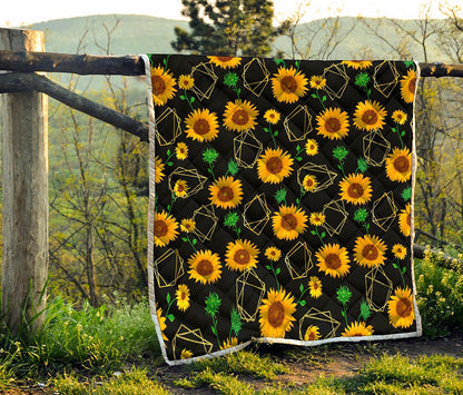 Sunflower Polygonal Pattern Print Quilt