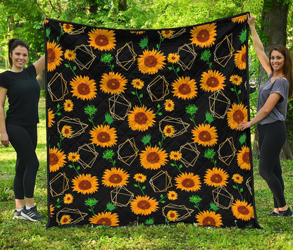 Sunflower Polygonal Pattern Print Quilt