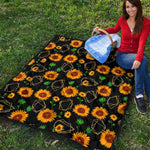 Sunflower Polygonal Pattern Print Quilt