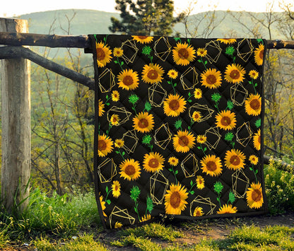 Sunflower Polygonal Pattern Print Quilt