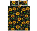 Sunflower Polygonal Pattern Print Quilt Bed Set