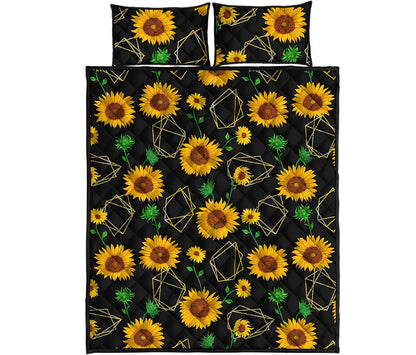 Sunflower Polygonal Pattern Print Quilt Bed Set