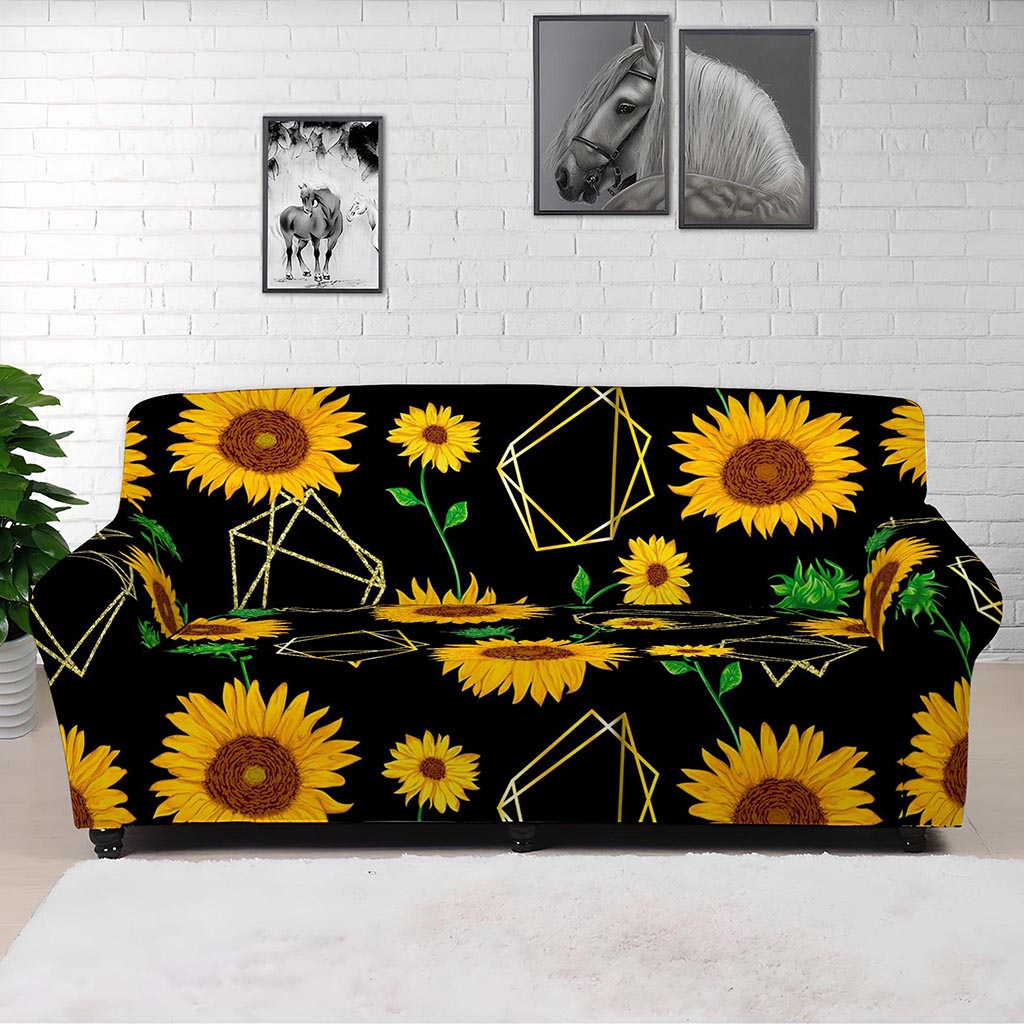 Sunflower Polygonal Pattern Print Sofa Cover