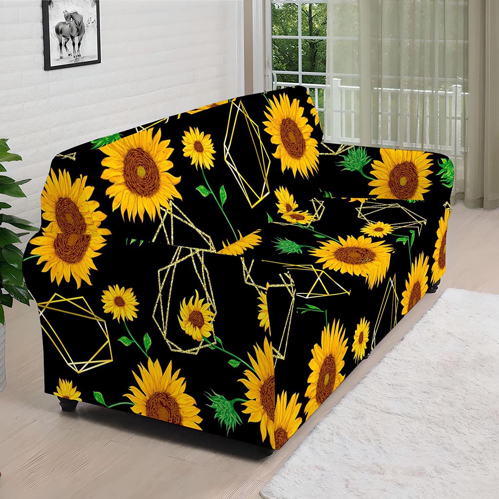 Sunflower Polygonal Pattern Print Sofa Cover
