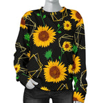 Sunflower Polygonal Pattern Print Women's Crewneck Sweatshirt GearFrost