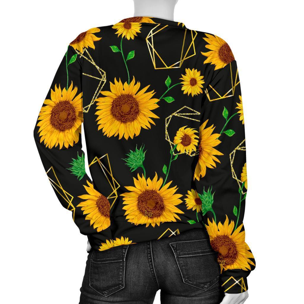 Sunflower Polygonal Pattern Print Women's Crewneck Sweatshirt GearFrost