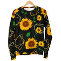 Sunflower Polygonal Pattern Print Women's Crewneck Sweatshirt