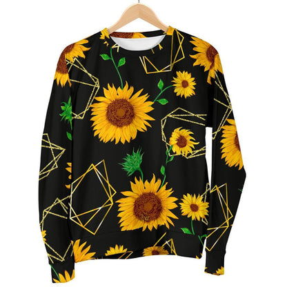 Sunflower Polygonal Pattern Print Women's Crewneck Sweatshirt GearFrost