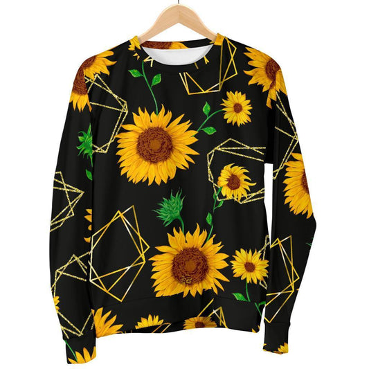 Sunflower Polygonal Pattern Print Women's Crewneck Sweatshirt GearFrost
