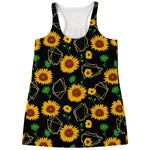 Sunflower Polygonal Pattern Print Women's Racerback Tank Top